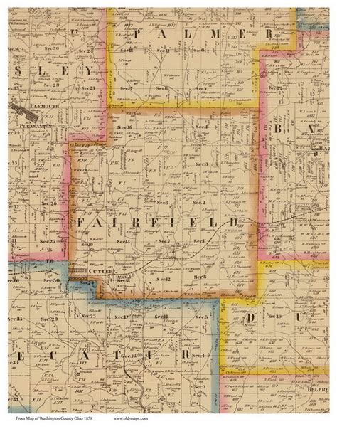 Fairfield Ohio 1858 Old Town Map Custom Print Washington Co Old Maps