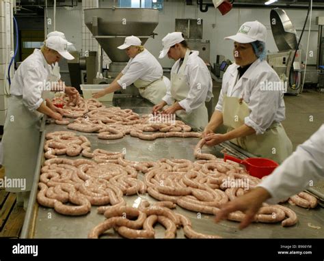 sausage making at the velkom meat processing and packing factory pavlovskaya sloboda moscow