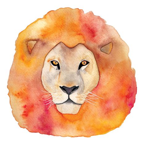 Watercolor Lion Baby Name Art Lion Art