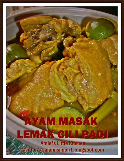 Ayam masak lemak = chicken cooked in coconut curry. AMIE'S LITTLE KITCHEN: Ayam Masak Lemak Cili Padi