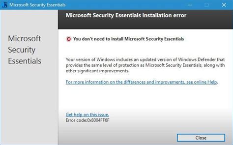 download and install microsoft security essentials on windows 10
