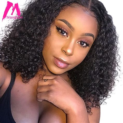 Curly Human Hair Wig Brazilian Short Bob Lace Front Human Hair Wigs For Black Women Full And
