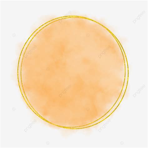 Watercolor Orange Brush With Circle Gold Frame Watercolor Orange