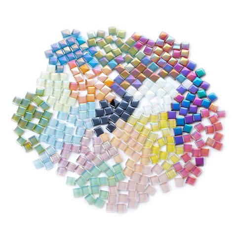 200pcsbag Multi Colors Square Glass Mosaic Tiles For Diy Crafts