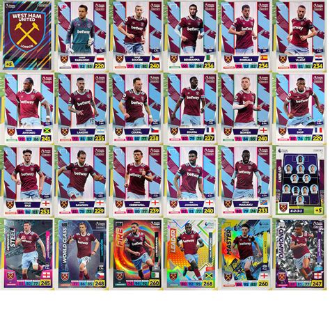 West Ham Team Base And Shiny Set 24 Cards Panini Premier League Adrenalyn Xl 2023 Solve