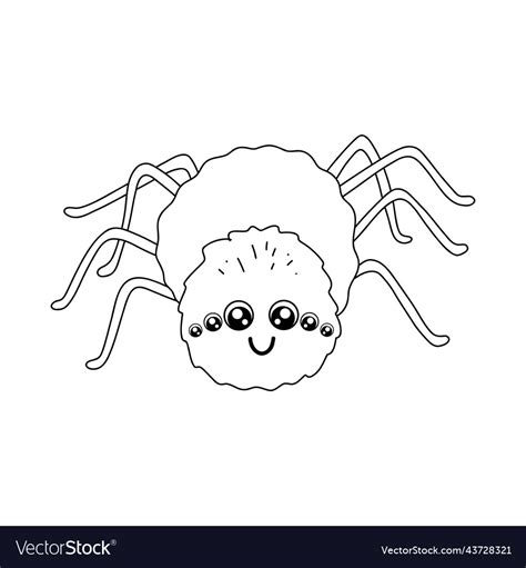 Cute Outline Spider Isolated On White Background Vector Image