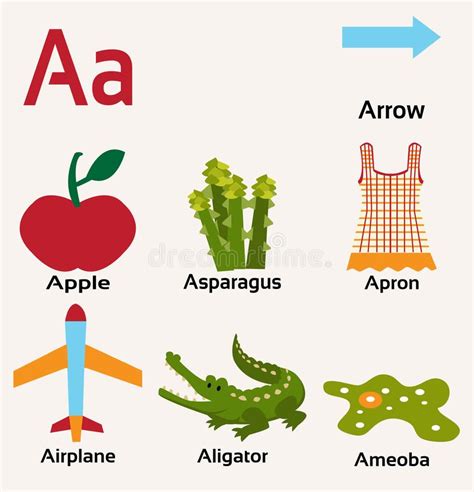 Have students match an alphabet letter to a picture that starts with that letter. Alphabet A And Things Starting With It Stock Vector ...