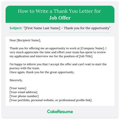 Writing A Thank You Letter For A Job Offer Template Samples Guide