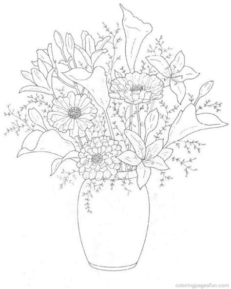 Flowers bouquet in a vase. Flower Bouquet Coloring Pages - Coloring Home