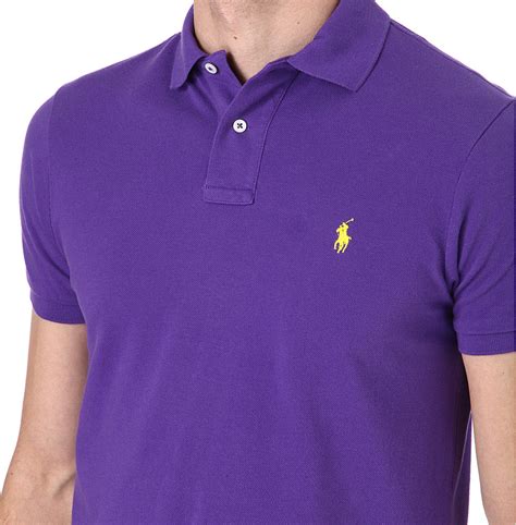 Ralph Lauren Customfit Mesh Polo Shirt In Purple For Men Lyst