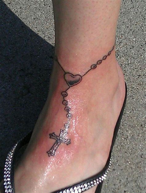 Awesome rosary beads tattoo on ankle. Ankle rosary tattoo | tattoo ideas | Pinterest