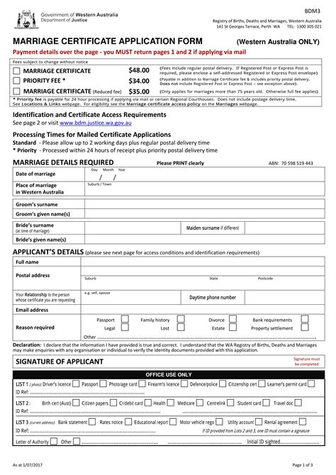 Marriage Certificate Application Form Sample Pdf Template