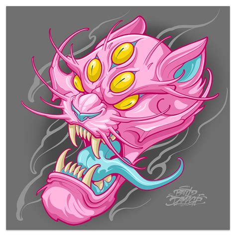 Pink Demon Cat By Dave Tevenal Ink Crate
