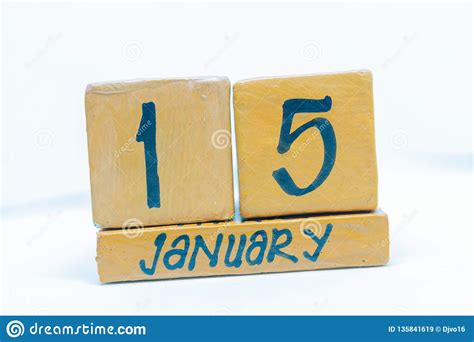 January 15th Day 15 Of Month Calendar On Wooden Background Winter