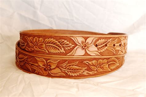 Hand Made Custom Hand Tooled Leather Belt By Lone Tree