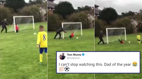 Watch Father Pushes Son In Front Of Ball To Prevent Goal Gets Lauded