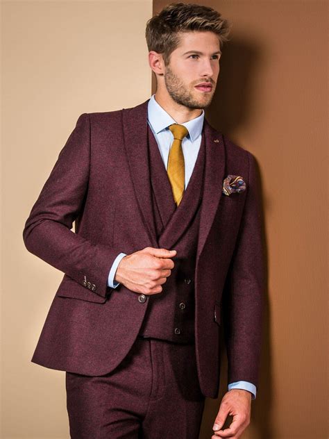 m r k burgundy skinny fit three piece tweed suit burgundy suit wedding