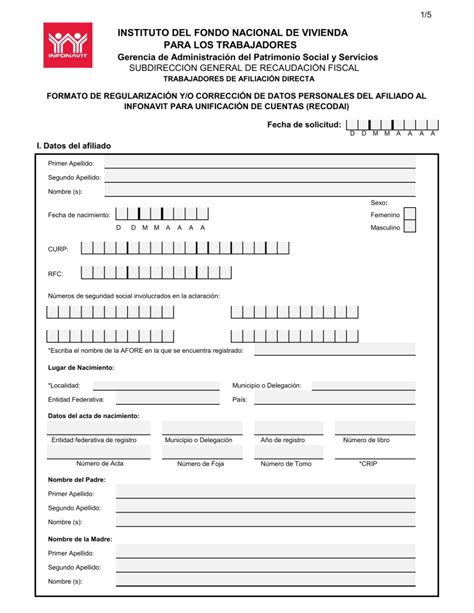 Solicitud De Registro Y O Correccion De Datos Personales Infonavit My