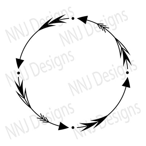 Circle Arrow Wreath Svg Round Monogram Frame Silhouette Cricut Etsy