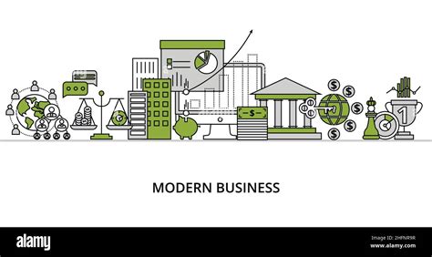 Modern Flat Line Design Vector Illustration Concept Of Modern Business