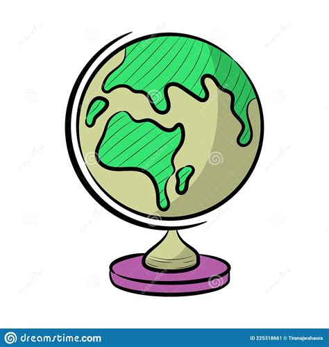 Doodle Globe World With Colored Hand Drawn Vector Illustration Stock
