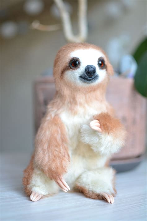 Baby Sloth Realistic Handmade Poseable Stuffed Toy Etsy Cute Baby