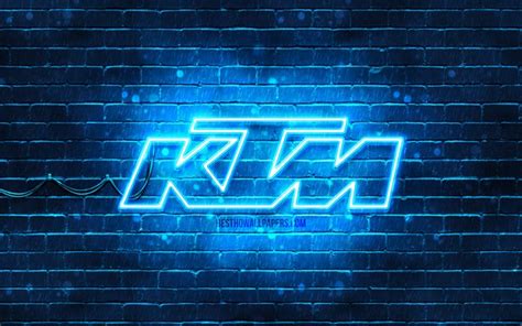 Download Wallpapers Ktm Blue Logo 4k Blue Brickwall Ktm