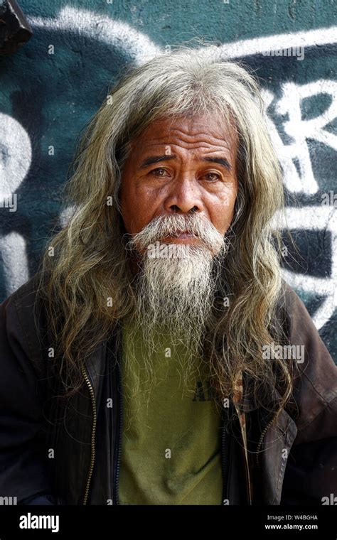 Antipolo City Philippines July 19 2019 A Senior Filipino Man With Gray Head And Facial Hair