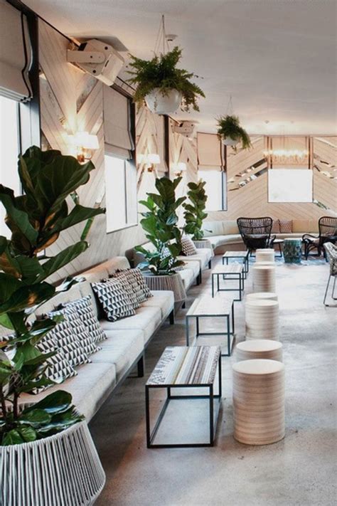 Nature Inspired Bar Lounge White Interior Design Lounge Interiors