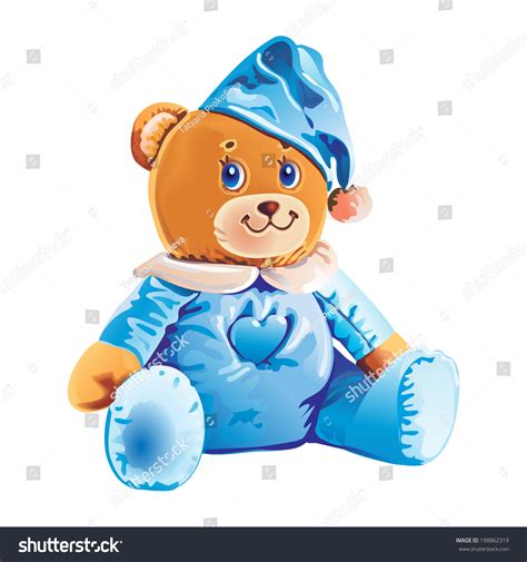 Childrens Teddy Bear In Blue Pajamas Stock Vector Illustration