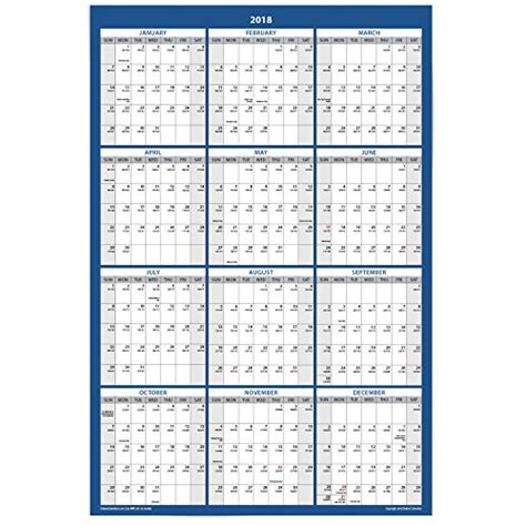 Large 2018 Yearly Wet And Dry Erase Wall Calendar 24 X 36 Inches 2