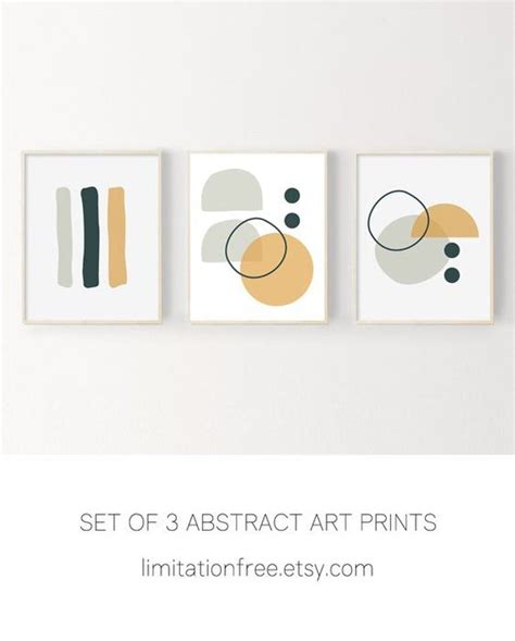 Set Of 3 Abstract Art Prints Digital Download Art Wall Art Etsy