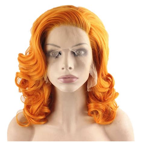 Medium Length Wig Orange Wig