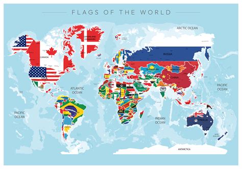World Map With Flags Poster Tenstickers