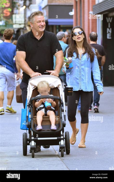Alec Baldwin And Wife Hilaria Baldwin Take Their Daughter Carmen Out For A Stroll In Soho