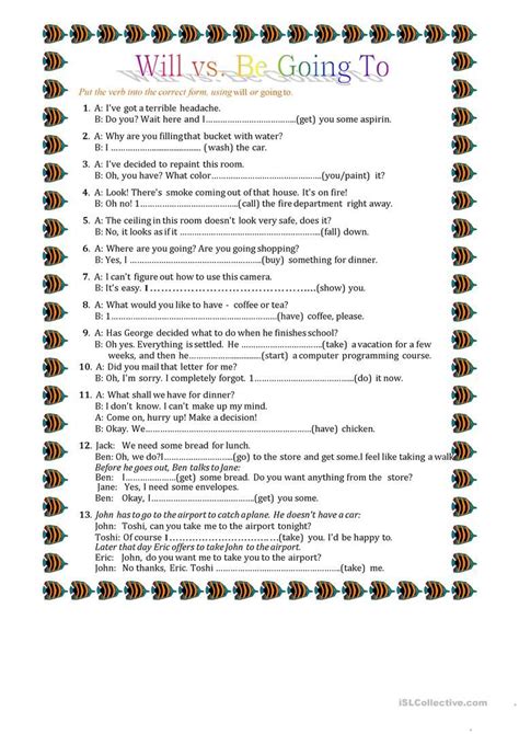 Will Vs Be Going To Worksheet Free Esl Printable Worksheets Made By