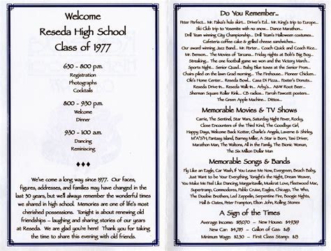 Image Result For 50th Class Reunion Program Brochure High School
