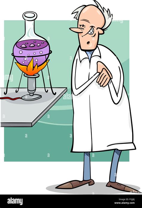 Scientist In Laboratory Cartoon Illustration Stock Photo Alamy