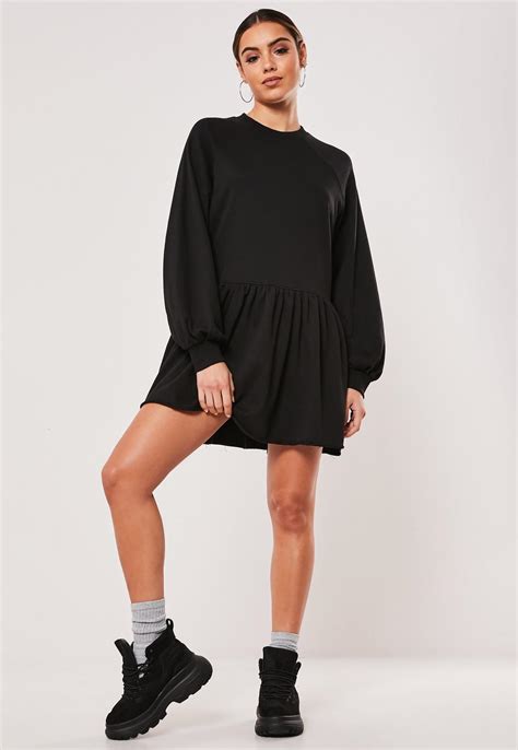 Black Oversized Smock Sweater Dress | Missguided