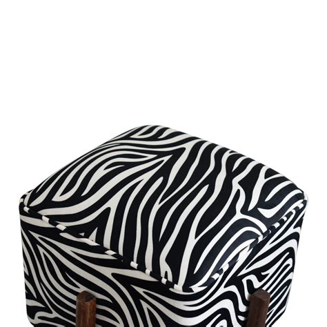 Zebra Print Footstool With Solid Wood Legs Belvic Furniture