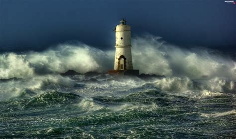 Maritime Lighthouse Rough Sea Full Hd Wallpapers 2560x1515