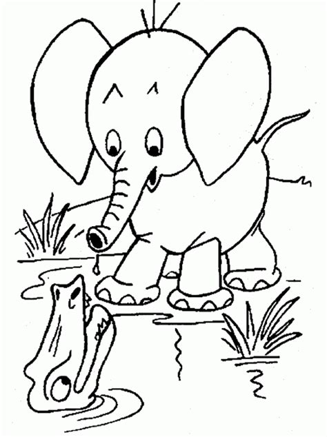 Elephant And Crocodile Coloring Page 560×750 Elephant Coloring
