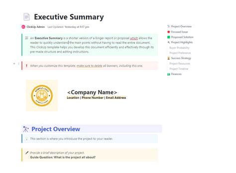 10 Free Executive Summary Templates In Word Slides And Clickup