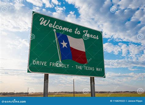 Welcome To Texas Road Sign Stock Photo Image Of Sunshine 116829322