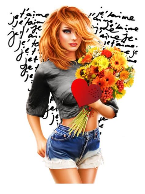 Flowers Of My Heart Digital Art Girl Girly Art Art Girl