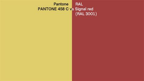 Pantone 458 C Vs Ral Signal Red Ral 3001 Side By Side Comparison