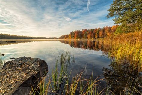 Amazing Autumn Lake Scenery In Sweden Stock Photo Image Of Natural