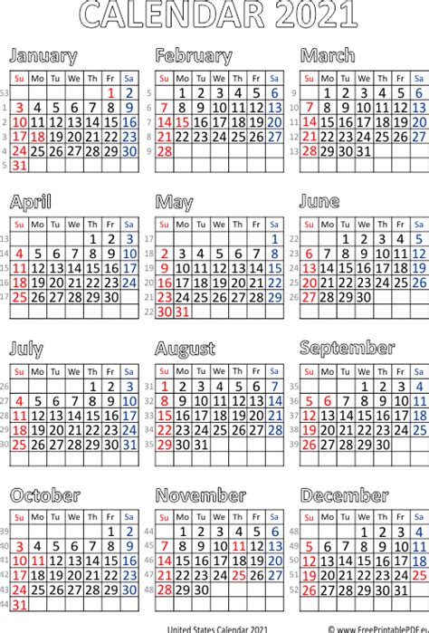 You can also add or note important dates like birthdays, wedding anniversary, etc. Calendar 2021 United States | Free Printable PDF