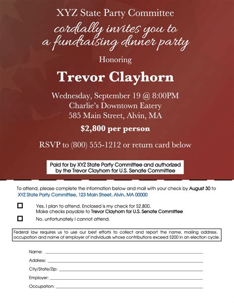 Party Committee Fundraiser For A Candidate Committee Disclaimer Example