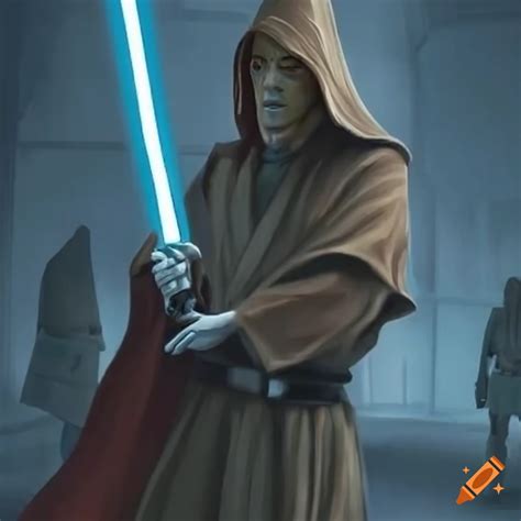 Corellian Jedi Guarding The Chamber Of The Jedi Temple With Lightsabers